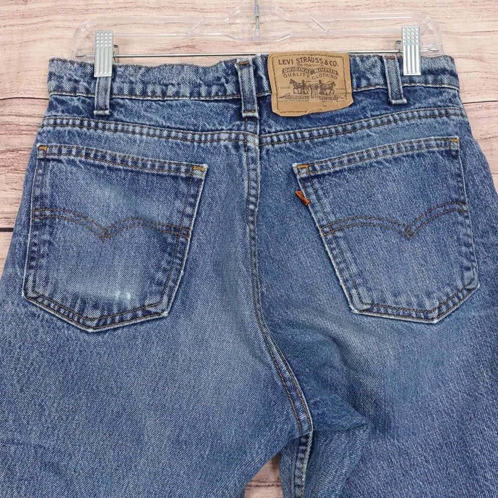 Levi's Shorts Mens 30 Blue Denim Distressed Bermuda Vintage Orange Tab USA Made